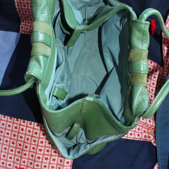 Cole Haan Leather Handbag Villager H04 Green and Vintage - Picture 7 of 9